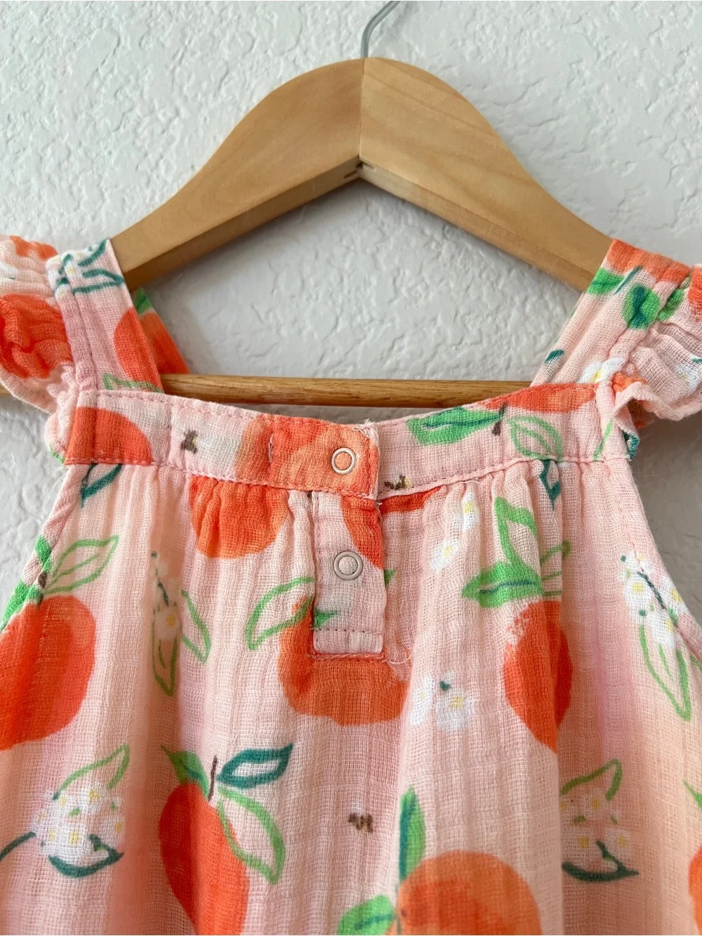 Angel Dear Girls 12-18M Pink Pretty Peaches Muslin Sundress Ruffle Cotton